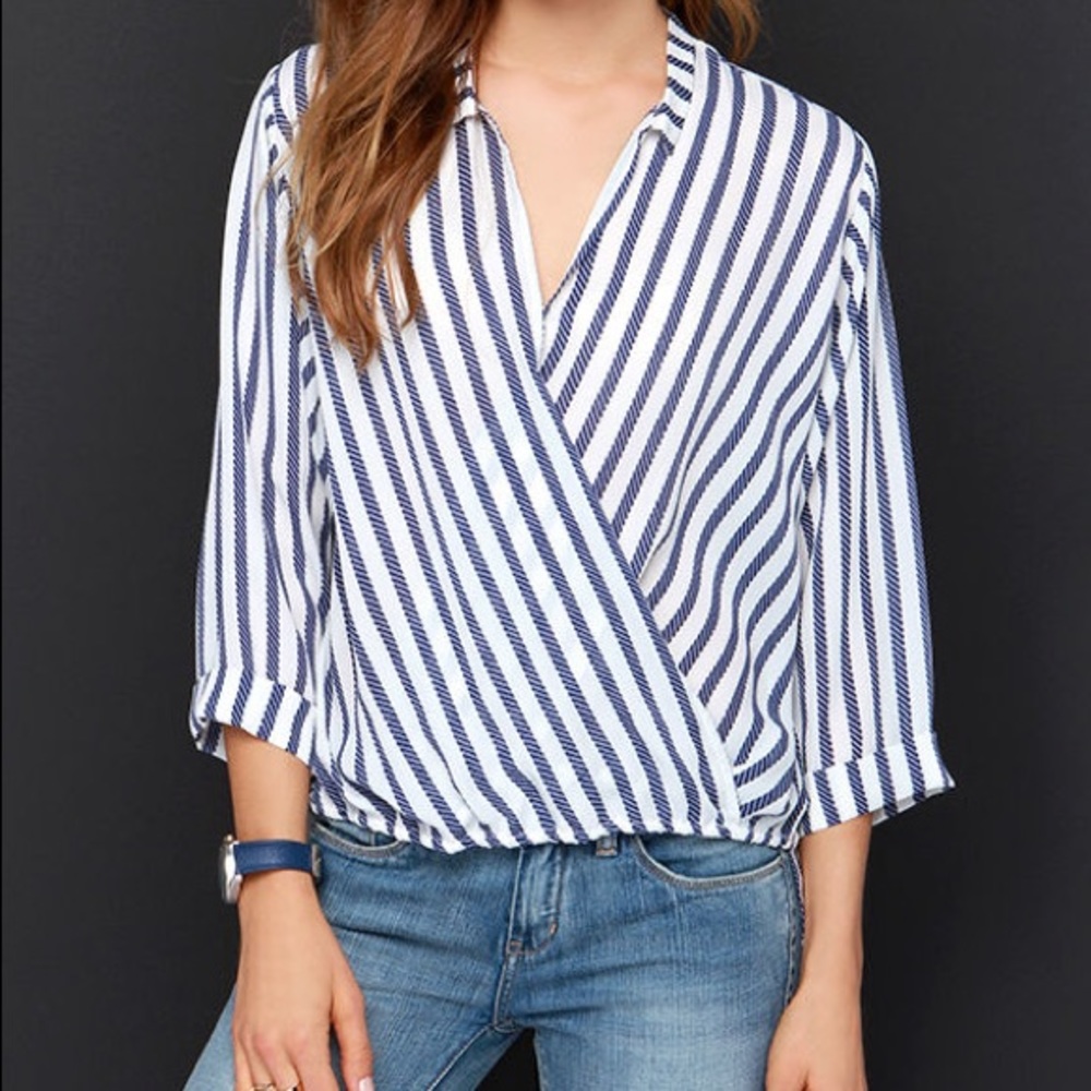 JEALOUS TOMATO - HIGH LOW STRIPED BLOUSE
